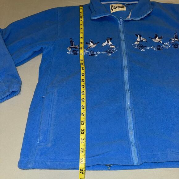 Kokopelli Fleece Jacket Blue Embroidered Birds Zip Up Men’s Size Large - Picture 10 of 11
